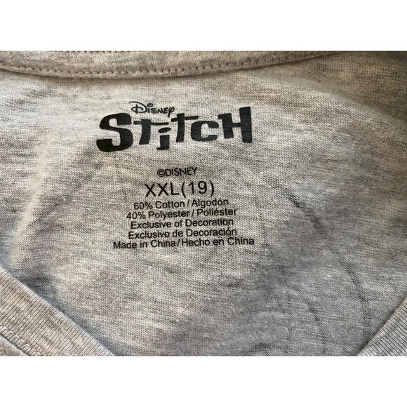Disney Stitch Ohana Means Family Heather Gray Womens Crop Top XXL Y2K Workout - Picture 3 of 9